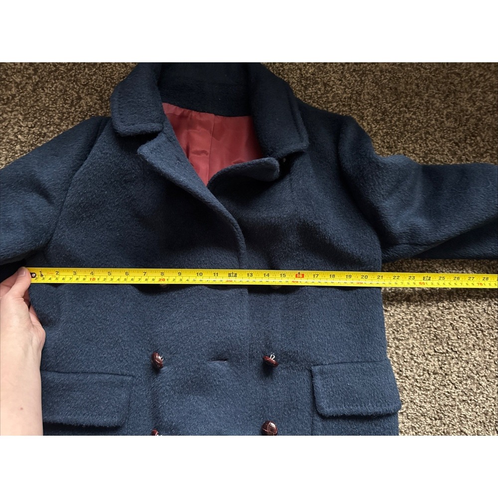 Vintage Double Breasted Navy Blue Forstmann Wool Overcoat Medium Union Made USA - Picture 10 of 12